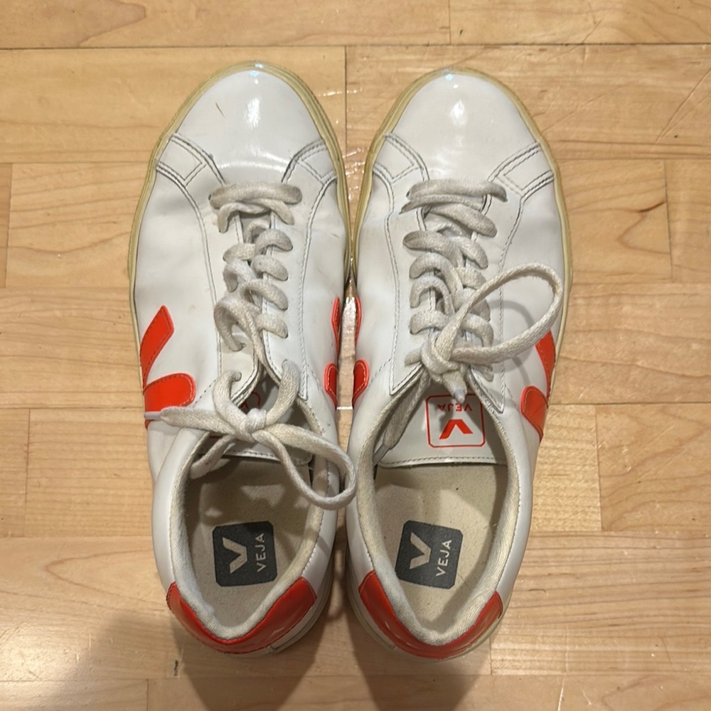 Veja White and Orange Sneakers